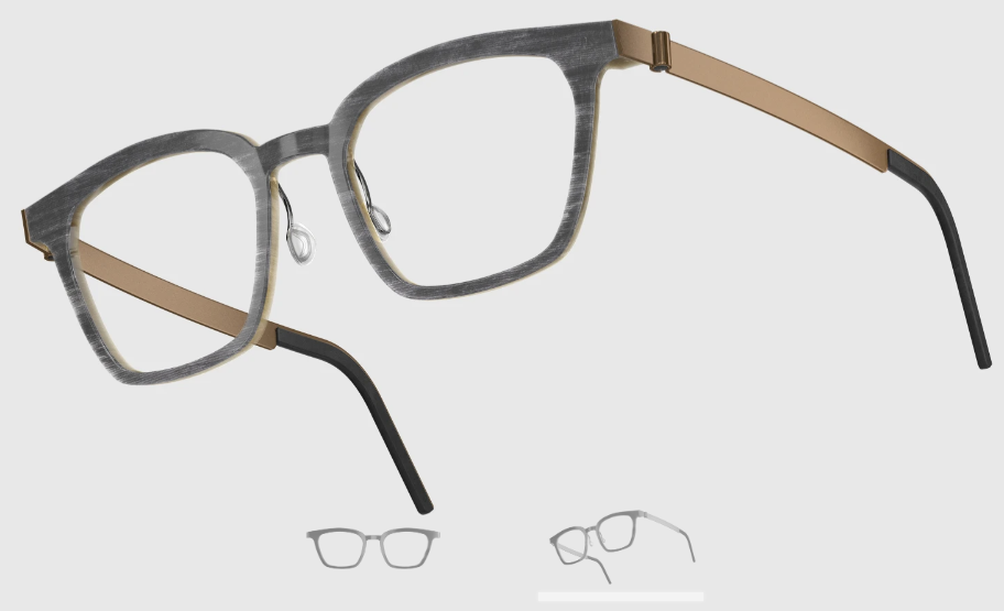 Lindberg Wood and Buffalo Titanium Square Eyeglasses