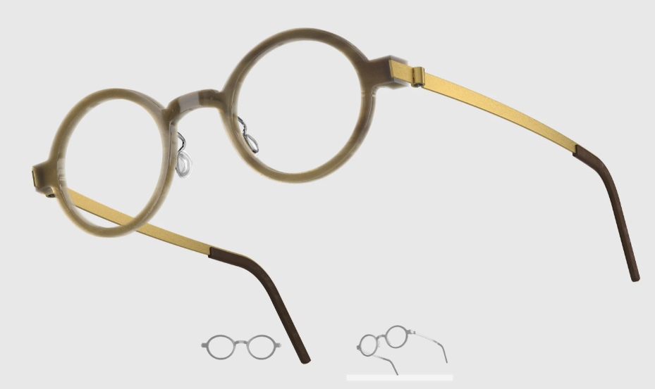 Lindberg Wood and Buffalo Titanium Round Eyeglasses