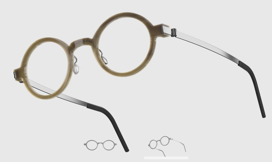 Lindberg Wood and Buffalo Titanium Round Eyeglasses