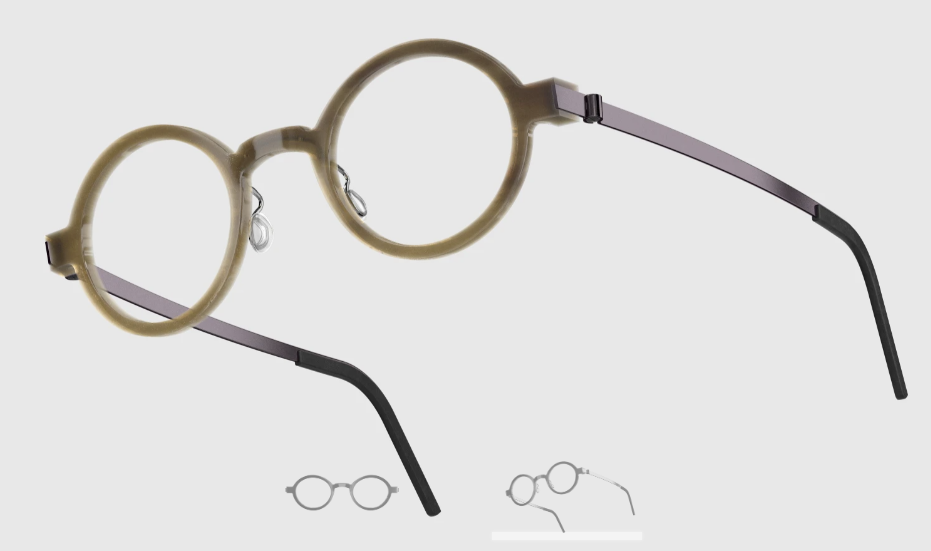 Lindberg Wood and Buffalo Titanium Round Eyeglasses