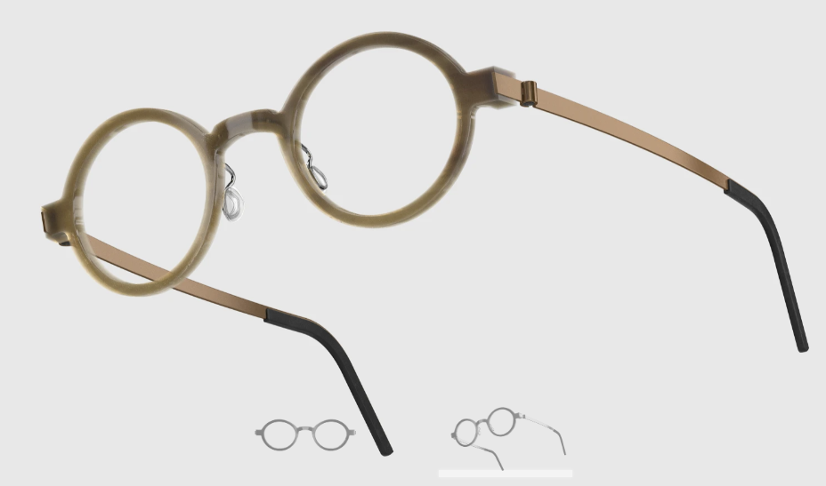 Lindberg Wood and Buffalo Titanium Round Eyeglasses