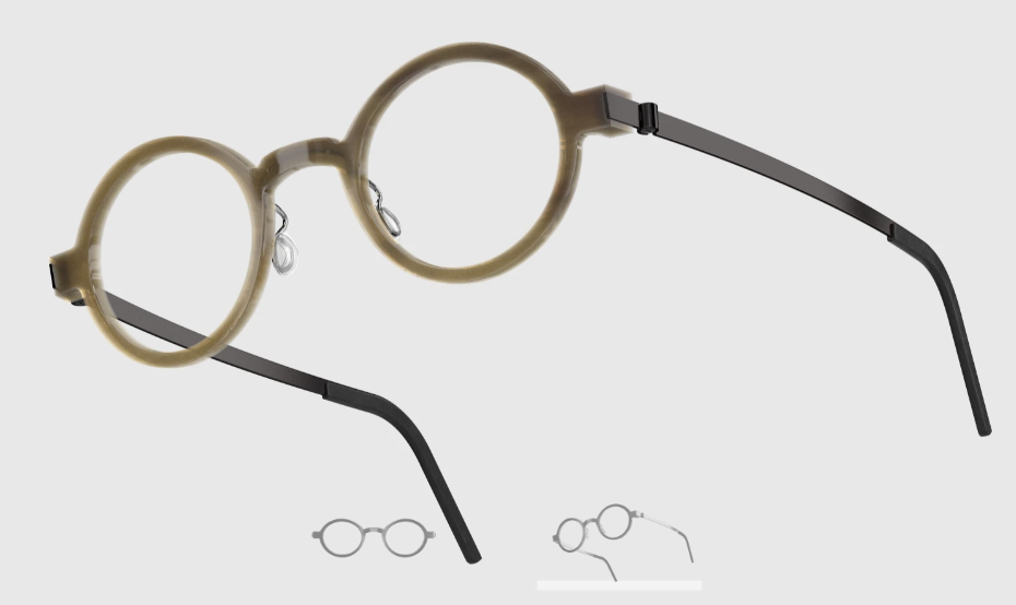 Lindberg Wood and Buffalo Titanium Round Eyeglasses