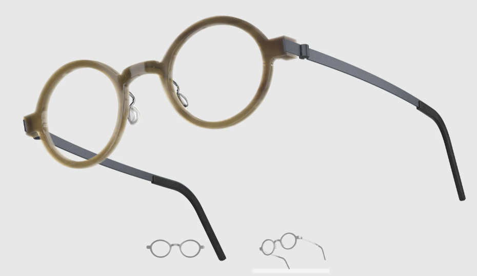 Lindberg Wood and Buffalo Titanium Round Eyeglasses