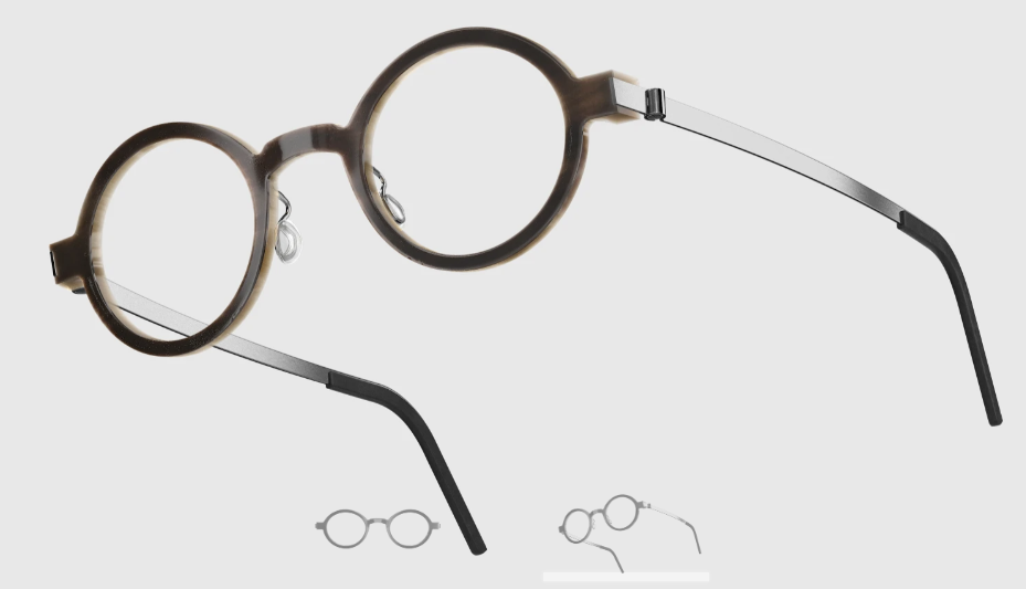 Lindberg Wood and Buffalo Titanium Round Eyeglasses