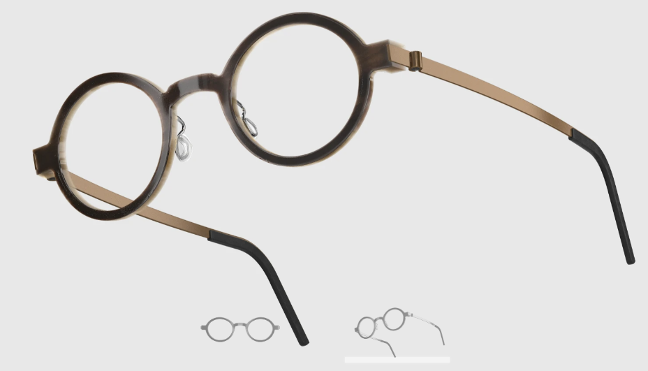 Lindberg Wood and Buffalo Titanium Round Eyeglasses