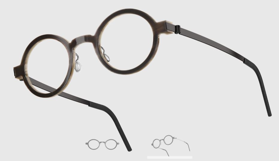 Lindberg Wood and Buffalo Titanium Round Eyeglasses