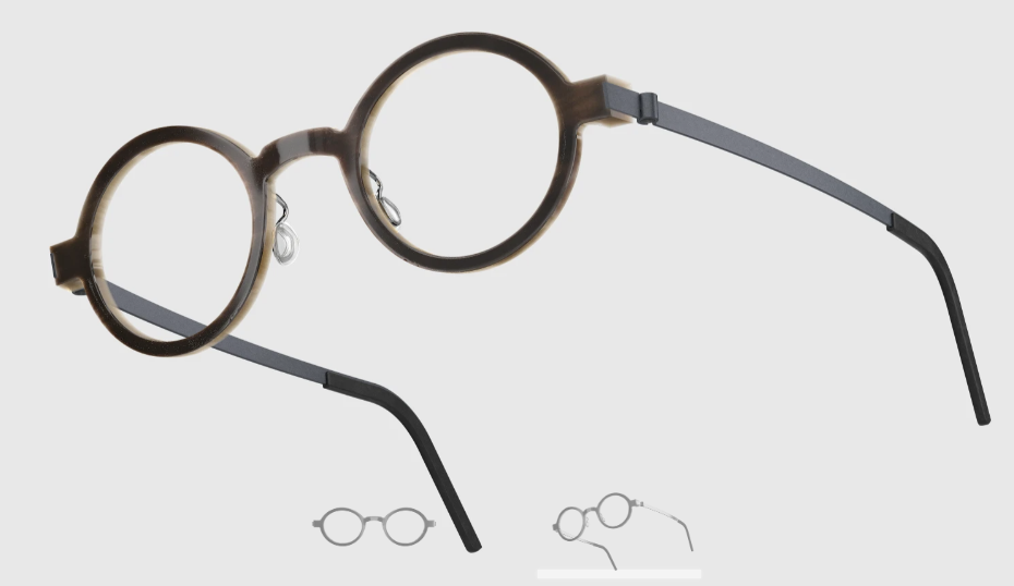 Lindberg Wood and Buffalo Titanium Round Eyeglasses