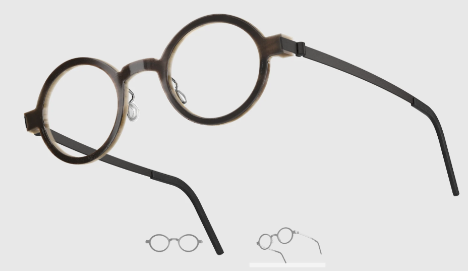 Lindberg Wood and Buffalo Titanium Round Eyeglasses