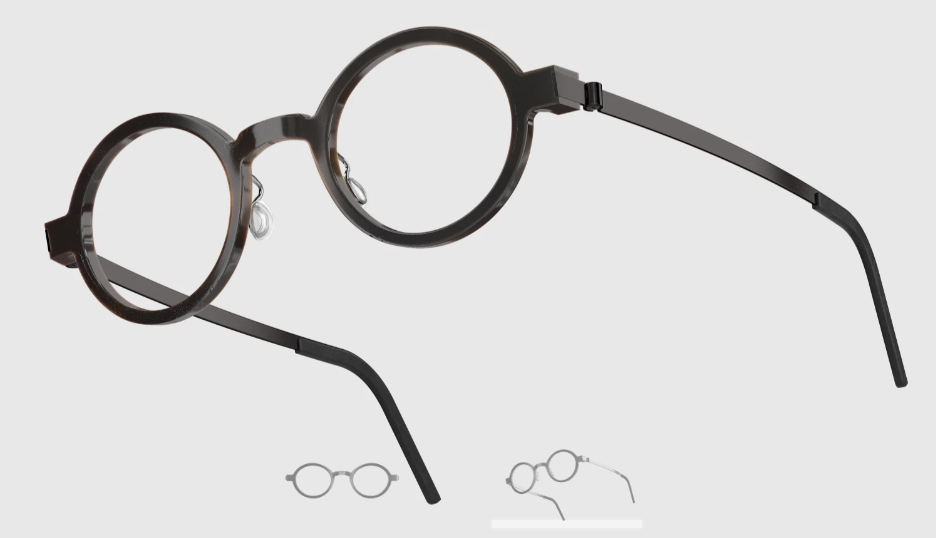 Lindberg Wood and Buffalo Titanium Round Eyeglasses