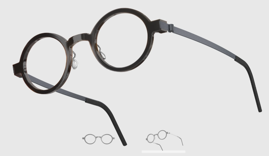 Lindberg Wood and Buffalo Titanium Round Eyeglasses