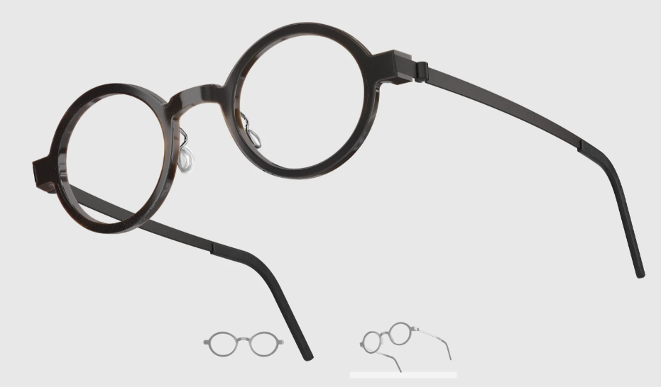 Lindberg Wood and Buffalo Titanium Round Eyeglasses