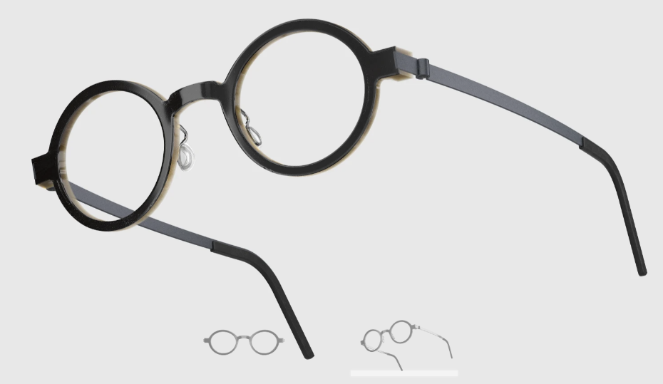 Lindberg Wood and Buffalo Titanium Round Eyeglasses