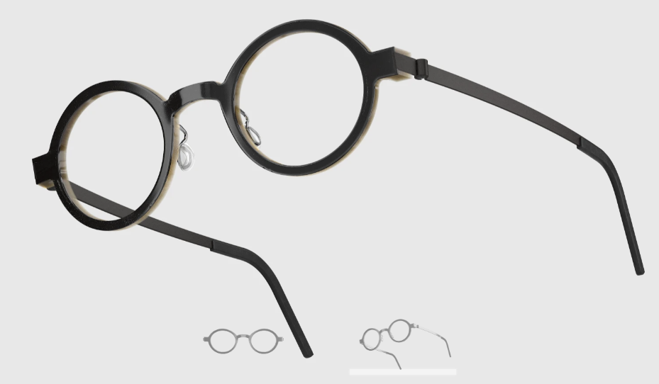 Lindberg Wood and Buffalo Titanium Round Eyeglasses