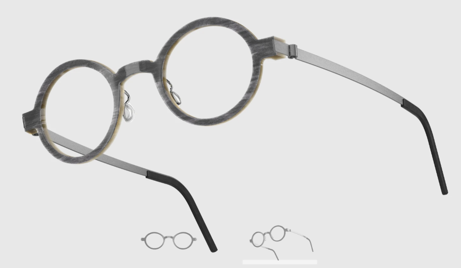 Lindberg Wood and Buffalo Titanium Round Eyeglasses