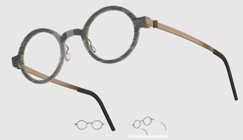 Lindberg Wood and Buffalo Titanium Round Eyeglasses