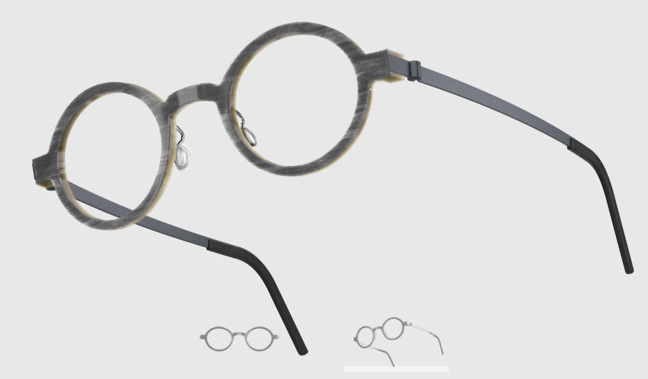 Lindberg Wood and Buffalo Titanium Round Eyeglasses