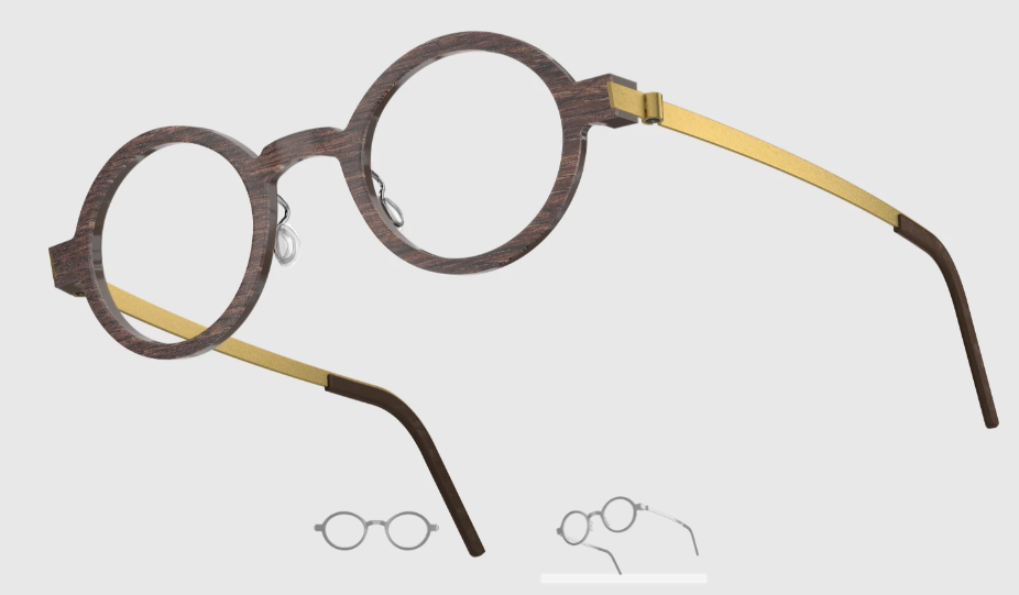 Lindberg Wood and Buffalo Titanium Round Eyeglasses