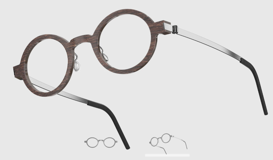 Lindberg Wood and Buffalo Titanium Round Eyeglasses