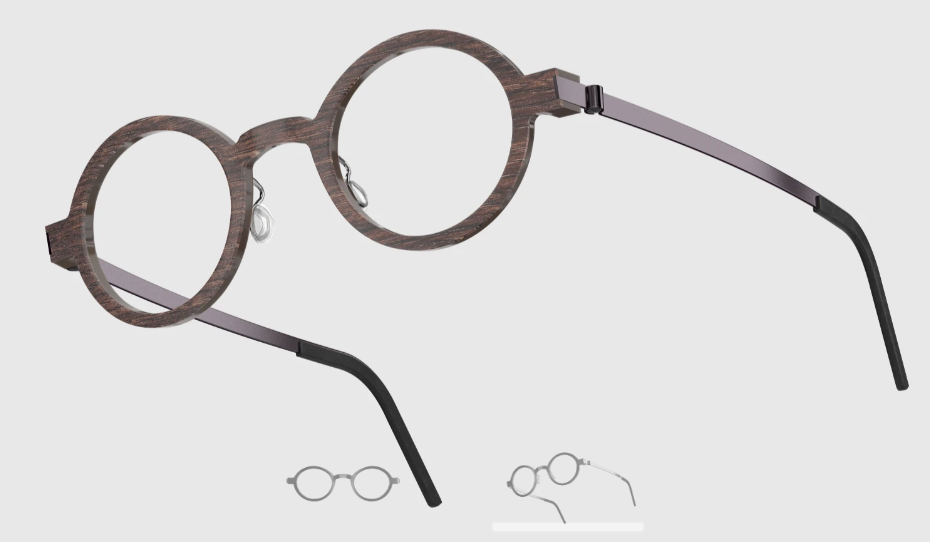 Lindberg Wood and Buffalo Titanium Round Eyeglasses