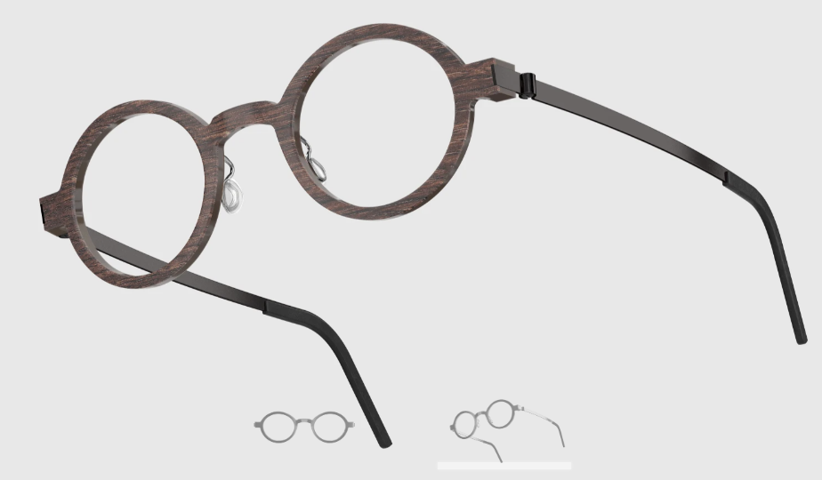 Lindberg Wood and Buffalo Titanium Round Eyeglasses