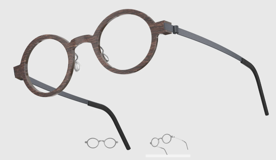 Lindberg Wood and Buffalo Titanium Round Eyeglasses