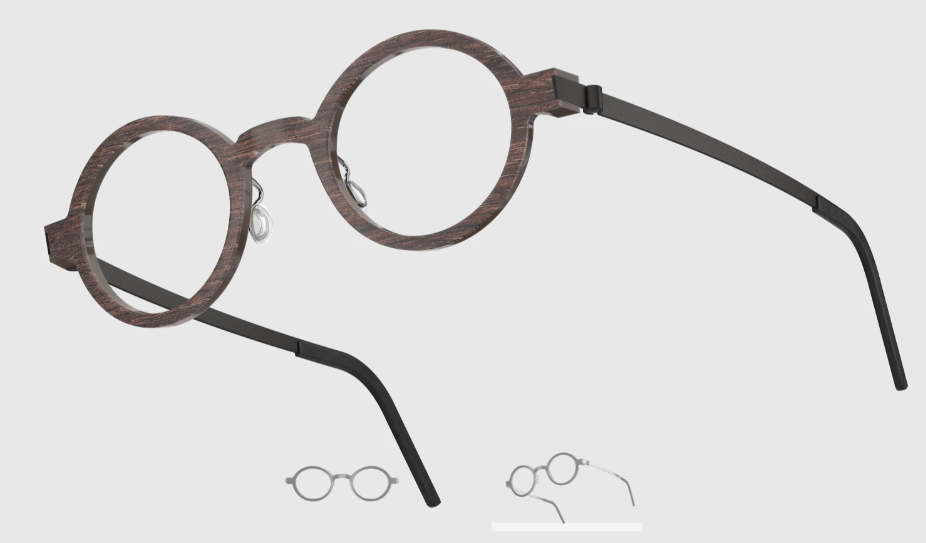 Lindberg Wood and Buffalo Titanium Round Eyeglasses