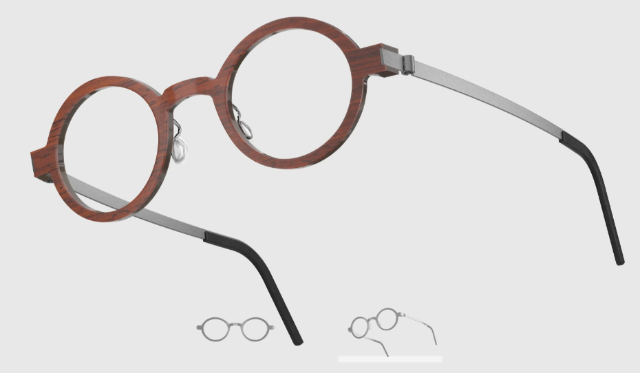 Lindberg Wood and Buffalo Titanium Round Eyeglasses