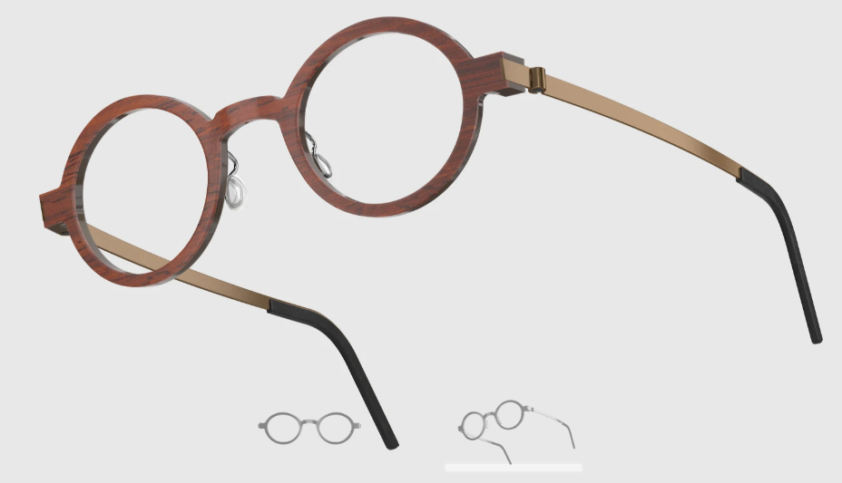 Lindberg Wood and Buffalo Titanium Round Eyeglasses