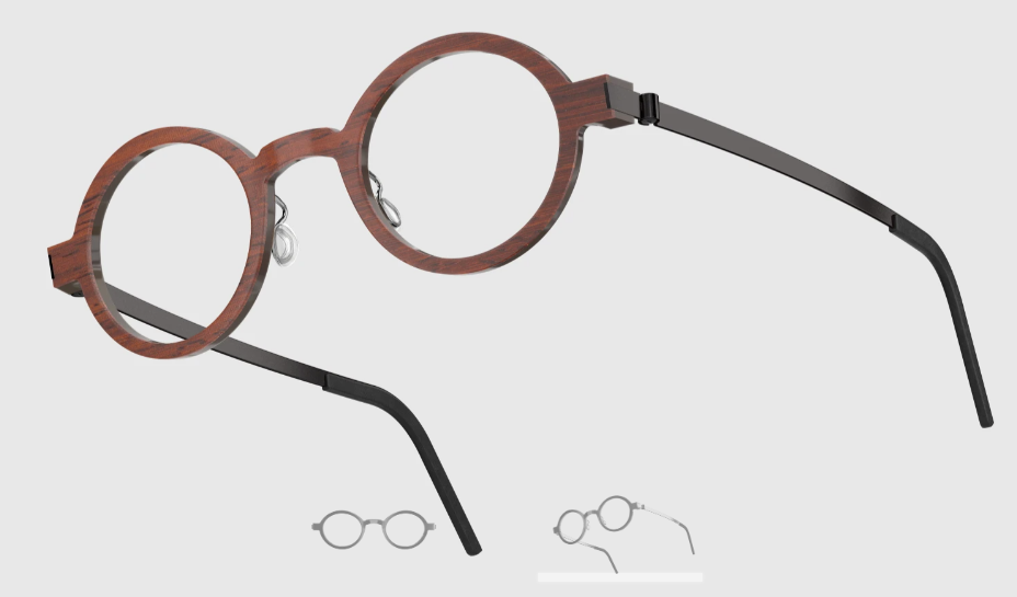 Lindberg Wood and Buffalo Titanium Round Eyeglasses