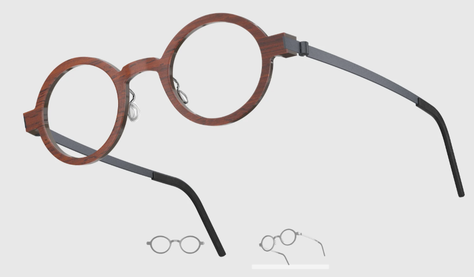 Lindberg Wood and Buffalo Titanium Round Eyeglasses