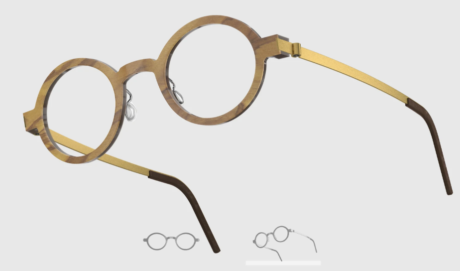 Lindberg Wood and Buffalo Titanium Round Eyeglasses