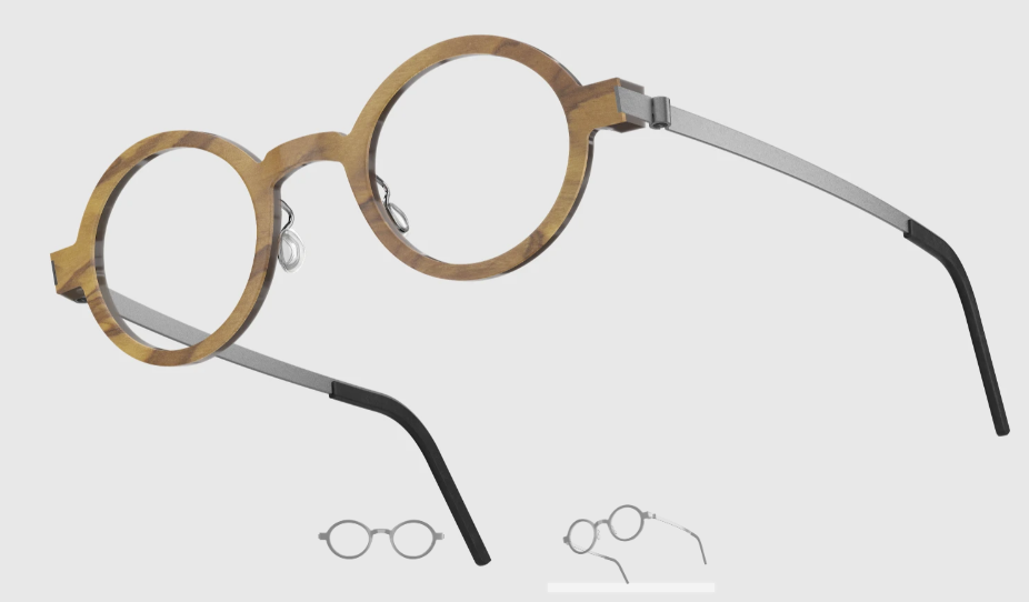 Lindberg Wood and Buffalo Titanium Round Eyeglasses