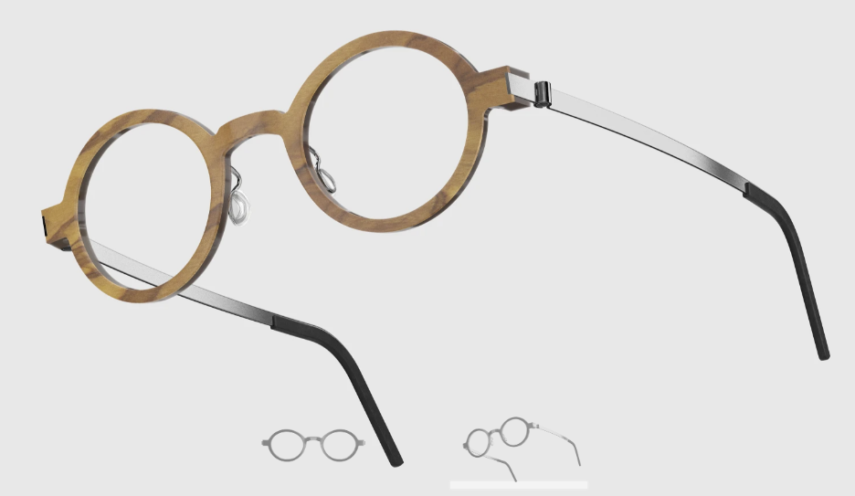 Lindberg Wood and Buffalo Titanium Round Eyeglasses