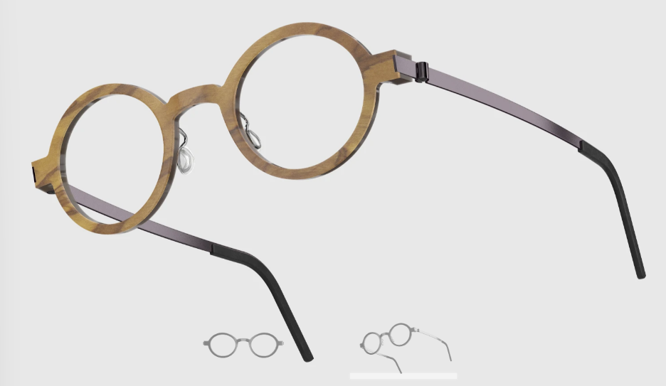 Lindberg Wood and Buffalo Titanium Round Eyeglasses