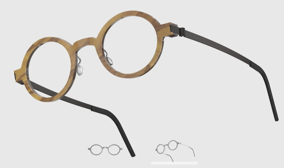 Lindberg Wood and Buffalo Titanium Round Eyeglasses