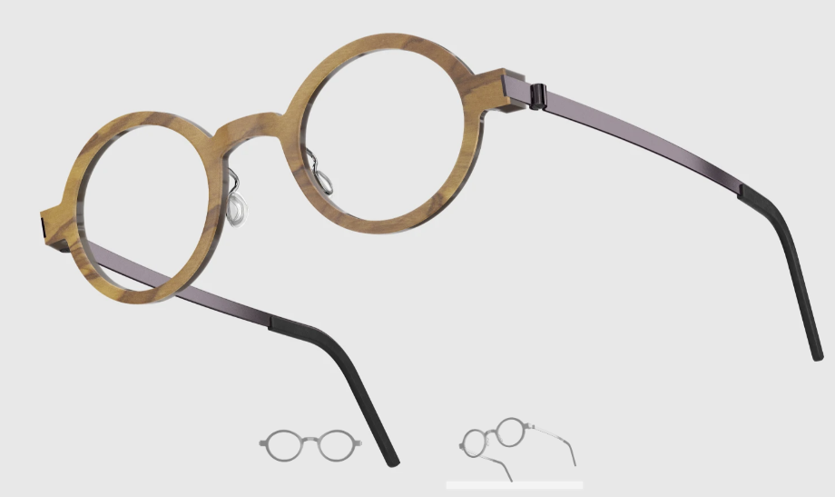 Lindberg Wood and Buffalo Titanium Round Eyeglasses