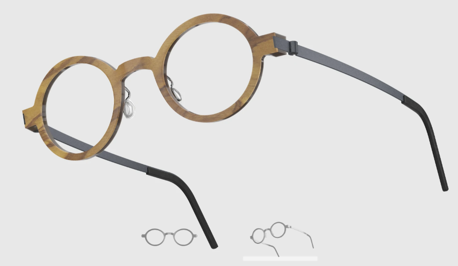 Lindberg Wood and Buffalo Titanium Round Eyeglasses