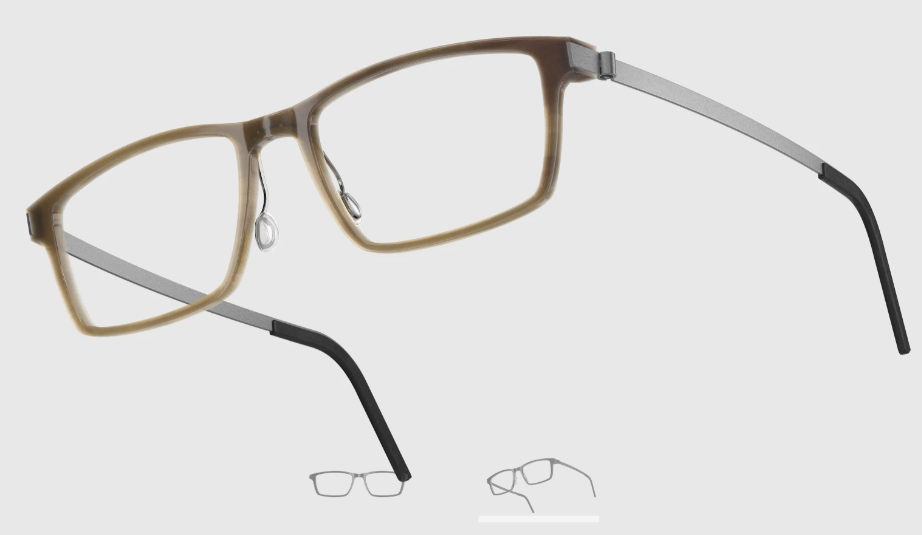 Lindberg Wood and Buffalo Titanium Rectangular Eyeglasses