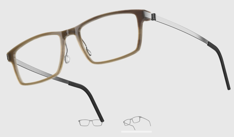 Lindberg Wood and Buffalo Titanium Rectangular Eyeglasses