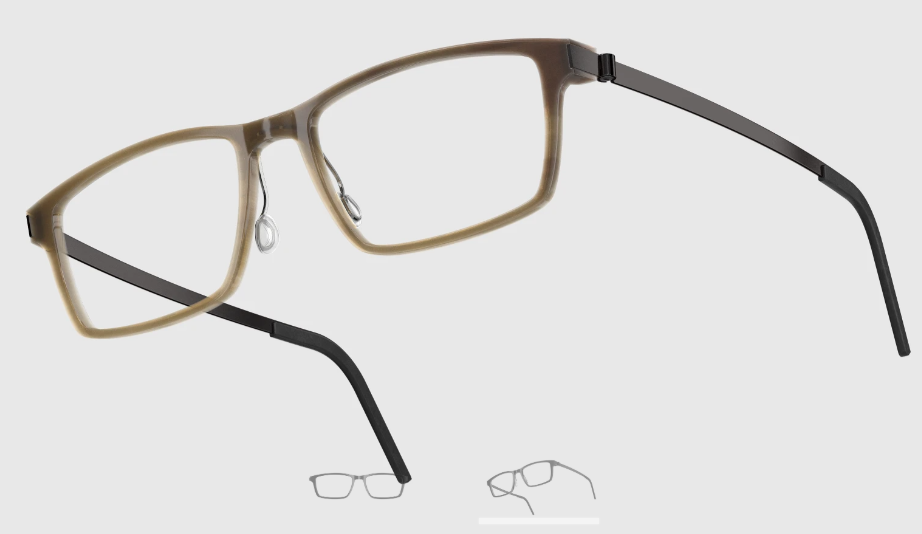 Lindberg Wood and Buffalo Titanium Rectangular Eyeglasses