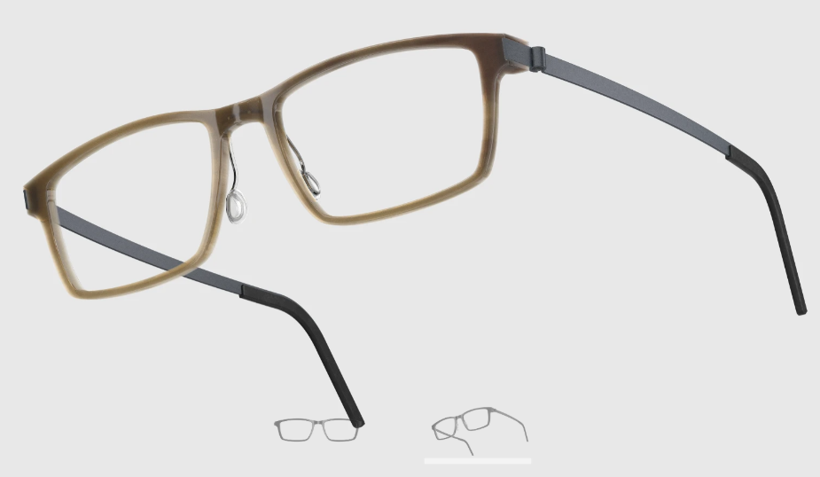 Lindberg Wood and Buffalo Titanium Rectangular Eyeglasses