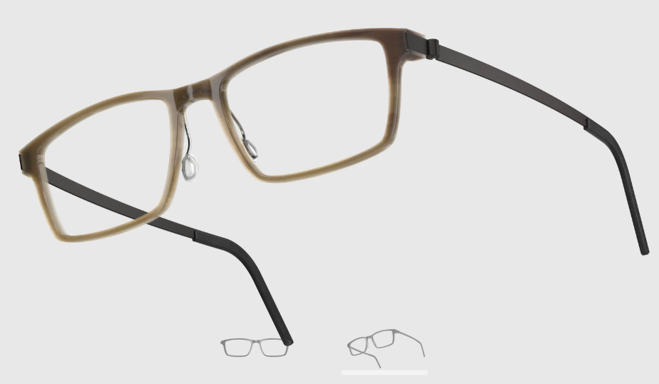 Lindberg Wood and Buffalo Titanium Rectangular Eyeglasses