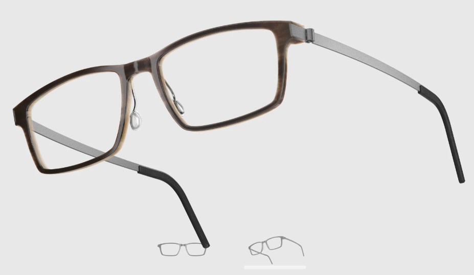 Lindberg Wood and Buffalo Titanium Rectangular Eyeglasses