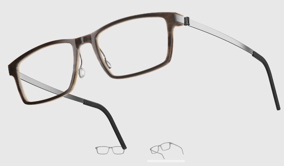 Lindberg Wood and Buffalo Titanium Rectangular Eyeglasses