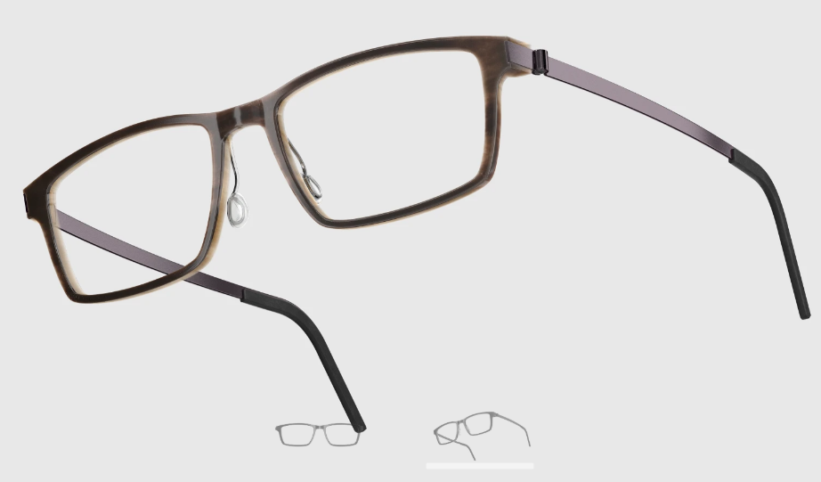 Lindberg Wood and Buffalo Titanium Rectangular Eyeglasses