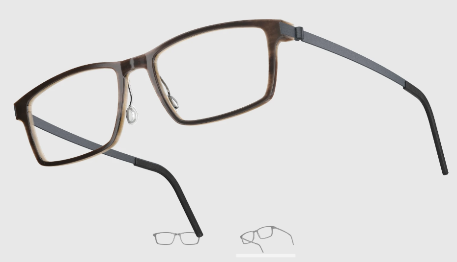 Lindberg Wood and Buffalo Titanium Rectangular Eyeglasses