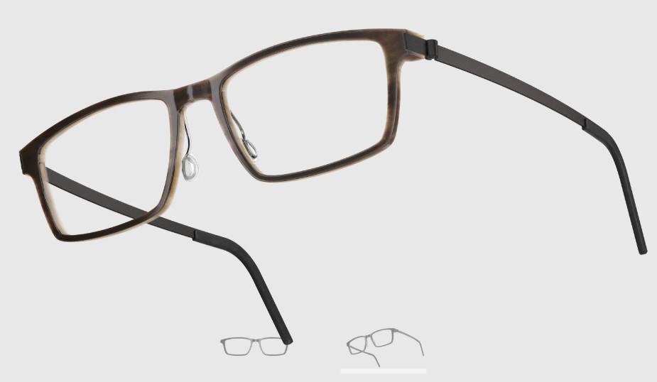 Lindberg Wood and Buffalo Titanium Rectangular Eyeglasses