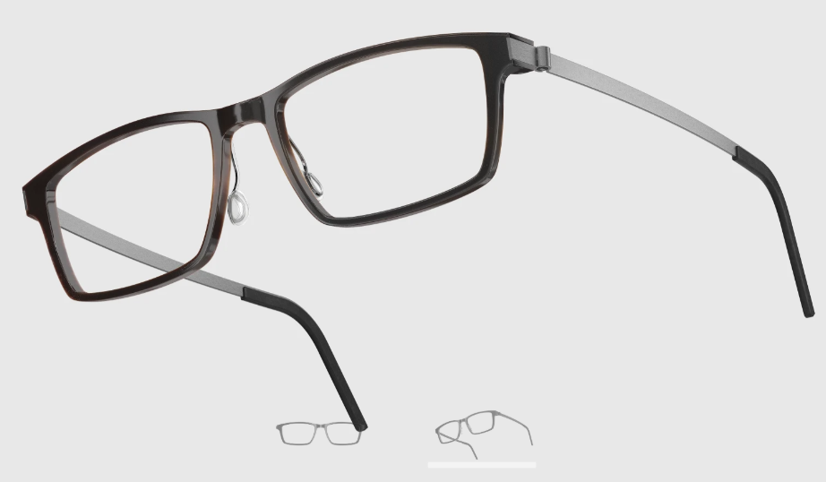 Lindberg Wood and Buffalo Titanium Rectangular Eyeglasses