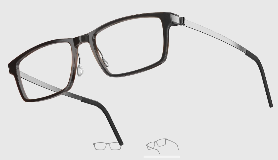 Lindberg Wood and Buffalo Titanium Rectangular Eyeglasses