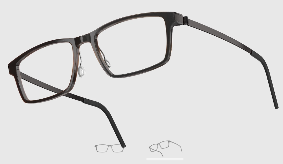 Lindberg Wood and Buffalo Titanium Rectangular Eyeglasses